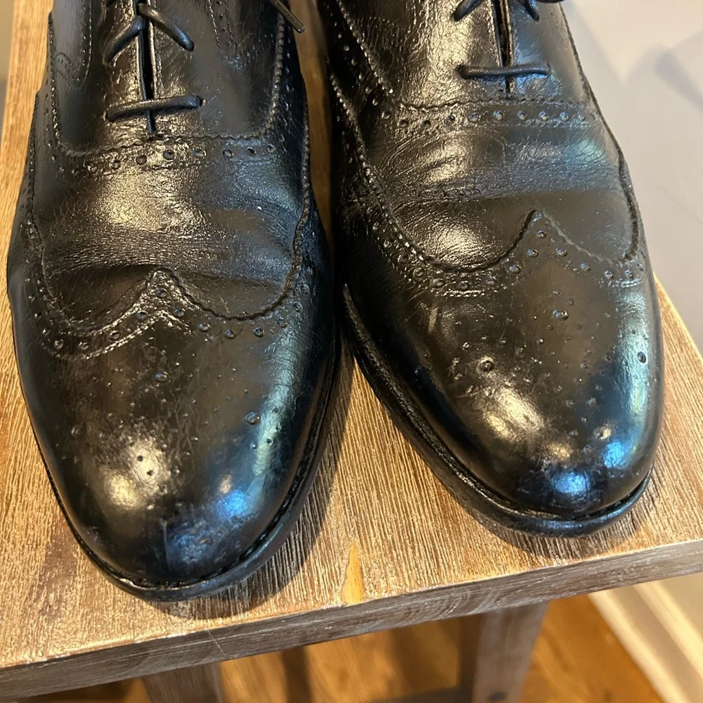 PEAL & CO BROOKS BROTHERS SHOES SIZE 10 D BLACK BROGUE OXFORD